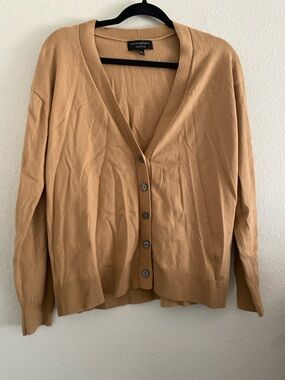 Banana Republic Forever Sweater Cardigan Tan Brown Classic Preppy Office
